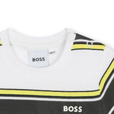 Boss Kids T-Shirt Bianca a Righe per Neonati