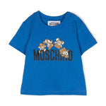 Moschino Kids T-Shirt Neonato Blu con Logo