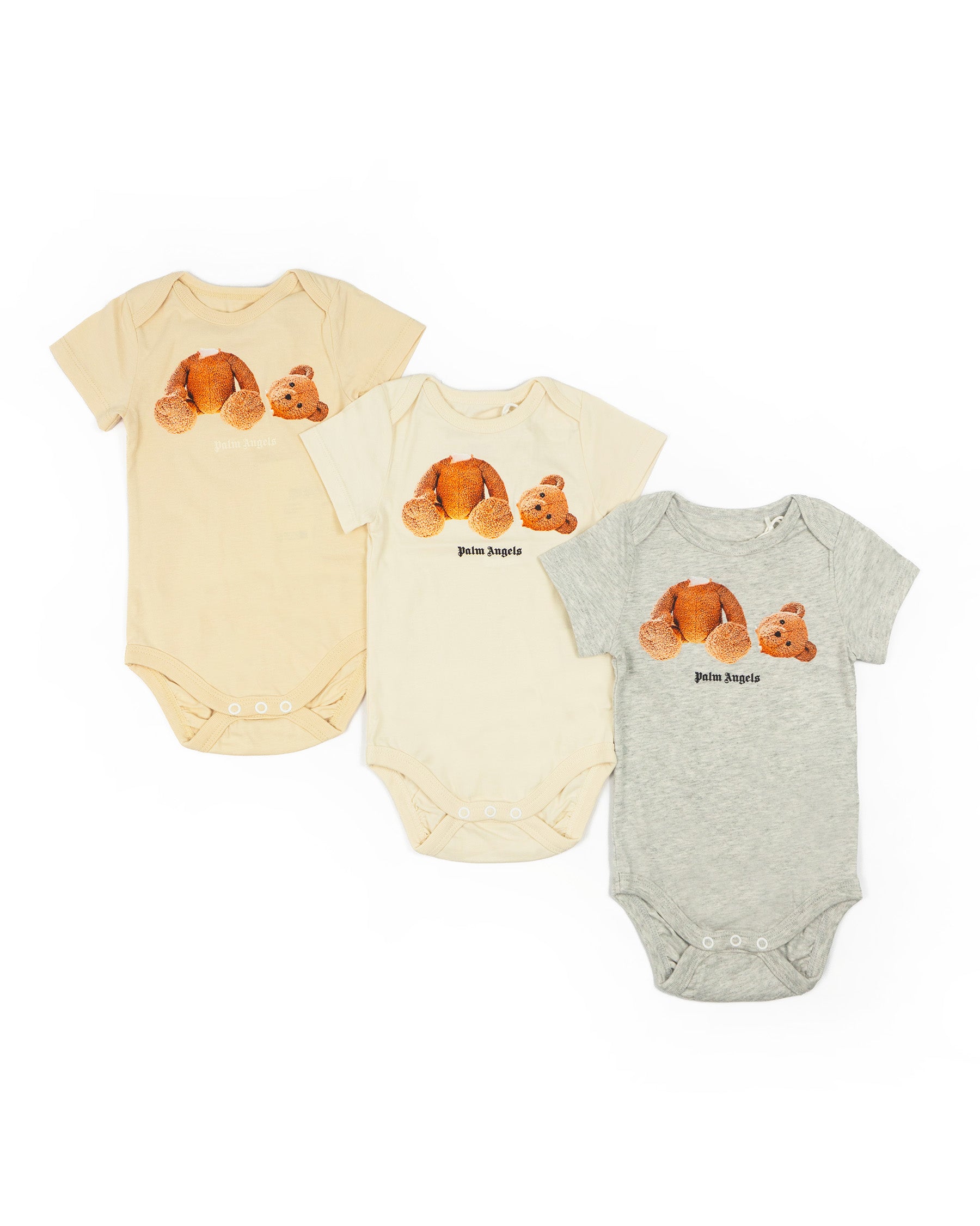 Palm Angels Kids Body Tri-Pack Bear Sabbia/Panna/Grigio Unisex