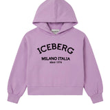 Iceberg Kids Felpa Con Cappuccio Lilla per Bambini