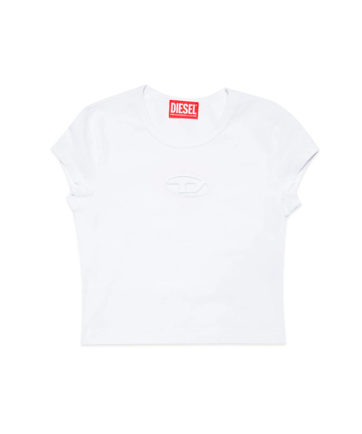 Diesel Kids T-Shirt Bianca con Logo Oval D per Bambine