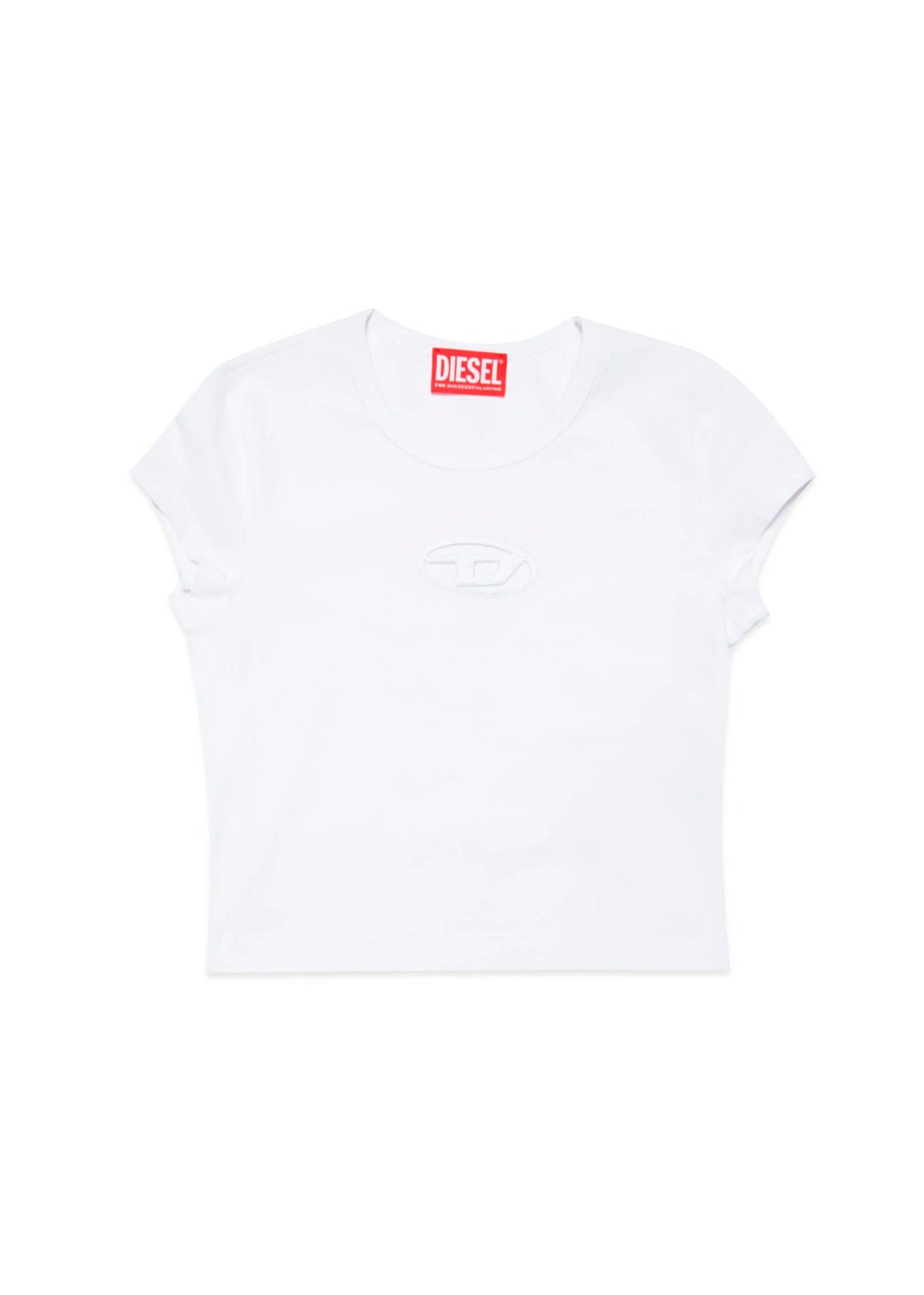 Diesel Kids T-Shirt Bianca con Logo Oval D per Bambine