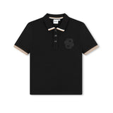 Boss Kids Polo Nera con Ricamo B per Bambini