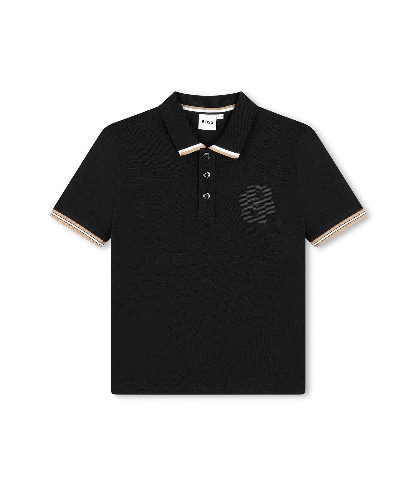 Boss Kids Polo Nera con Ricamo B per Bambini