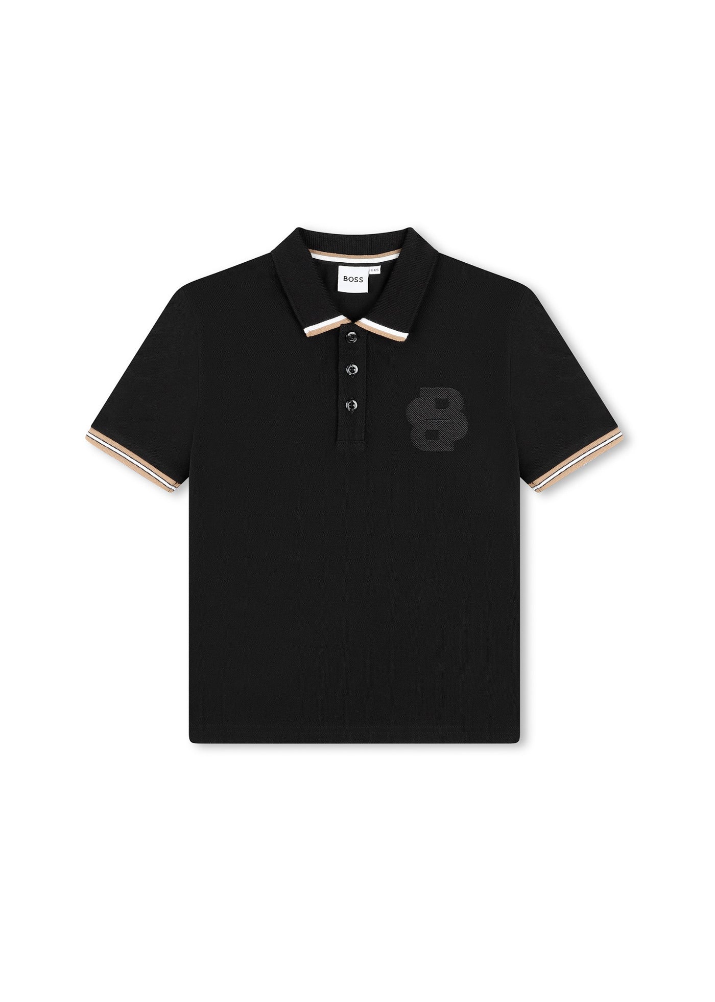 Boss Kids Polo Nera con Ricamo B per Bambini