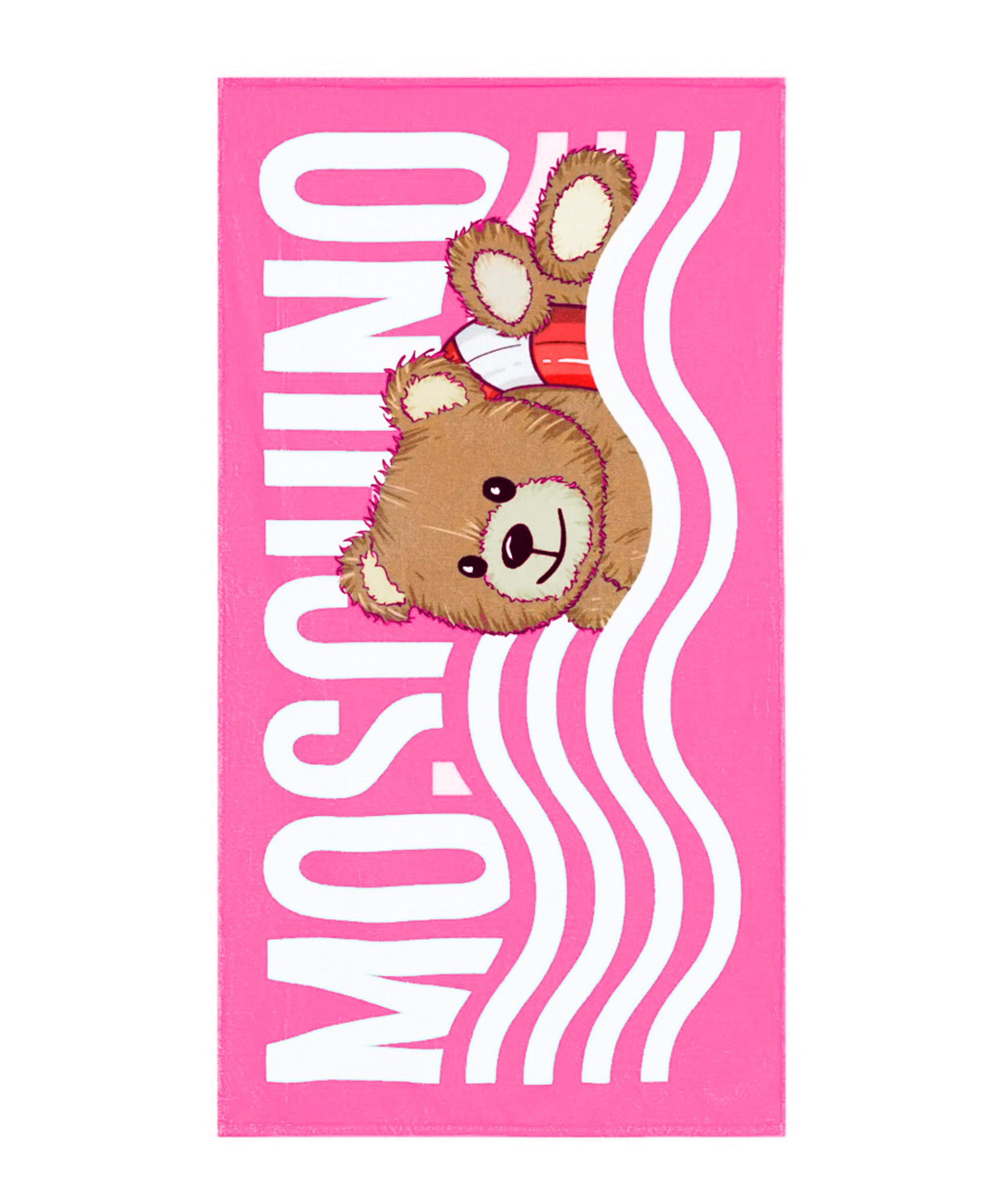 Moschino Kids Telo Mare Fucsia con Stampa per Bambine
