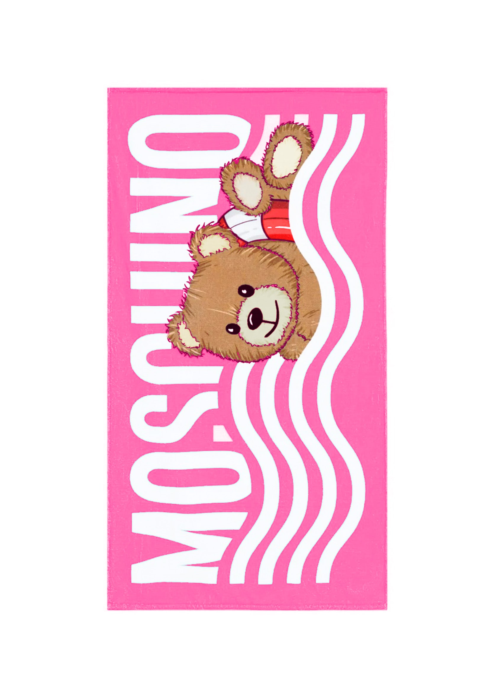 Moschino Kids Telo Mare Fucsia con Stampa per Bambine