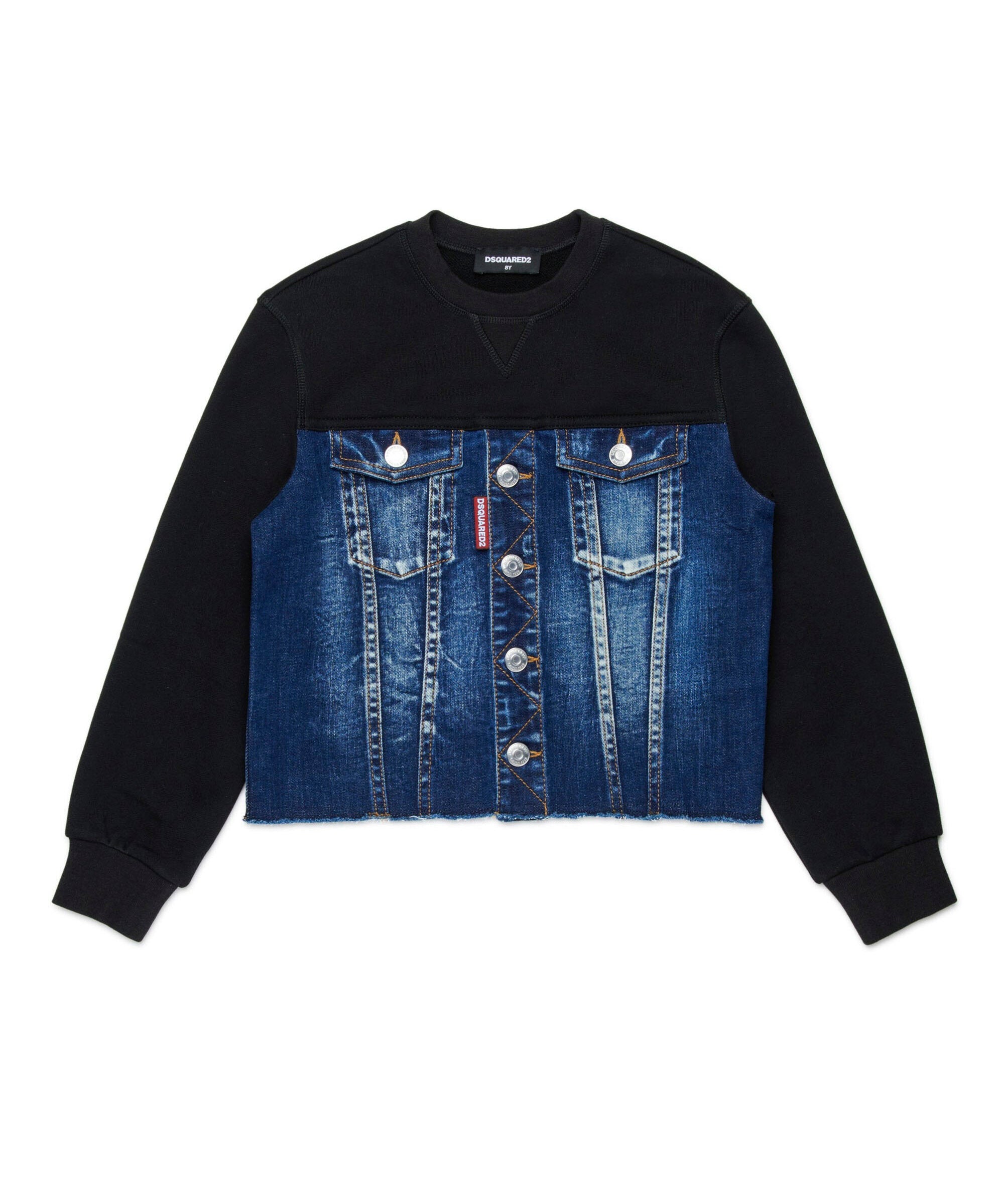 Dsquared2 Kids Felpa con Busto Denim per Bambini