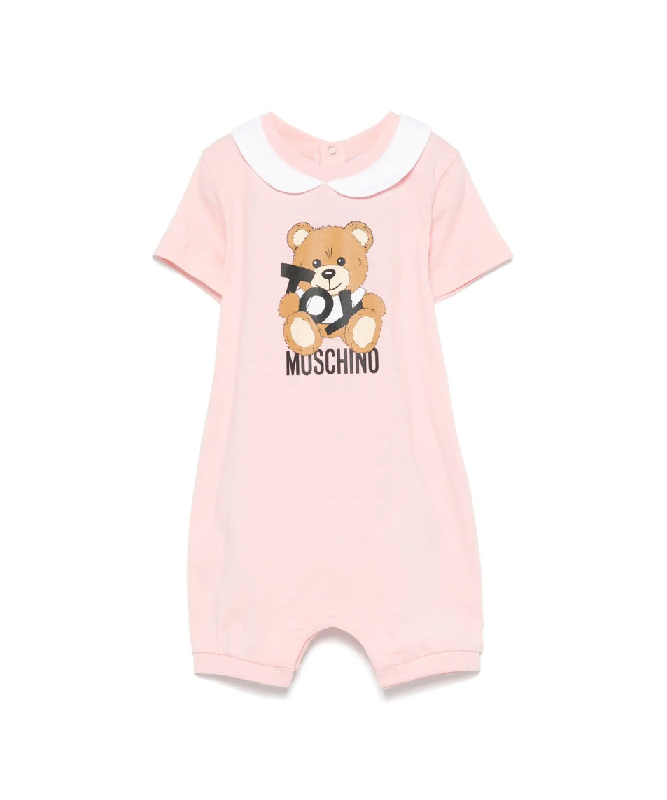 Moschino Kids Tutina Rosa con Stampa Toy per Neonati