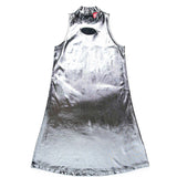 Diesel Kids Abito Argento Metallizzato con Oval D per Bambine