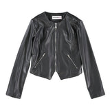 Patrizia Pepe Giubbino di Pelle Nero per Bambine