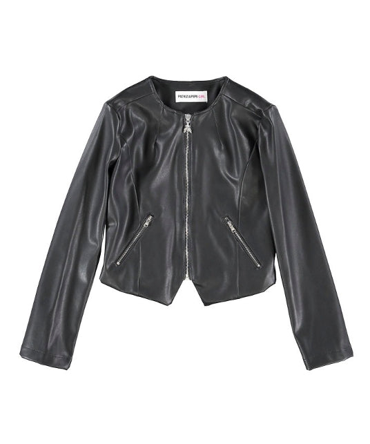 Patrizia Pepe Giubbino di Pelle Nero per Bambine