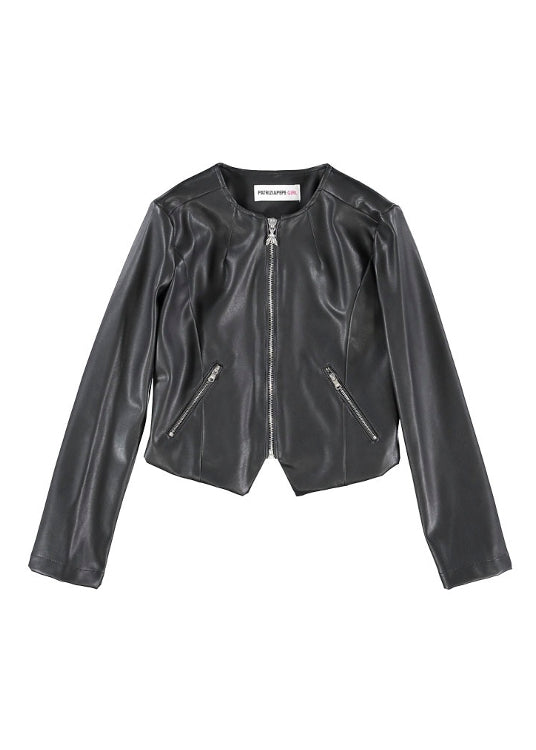 Patrizia Pepe Giubbino di Pelle Nero per Bambine