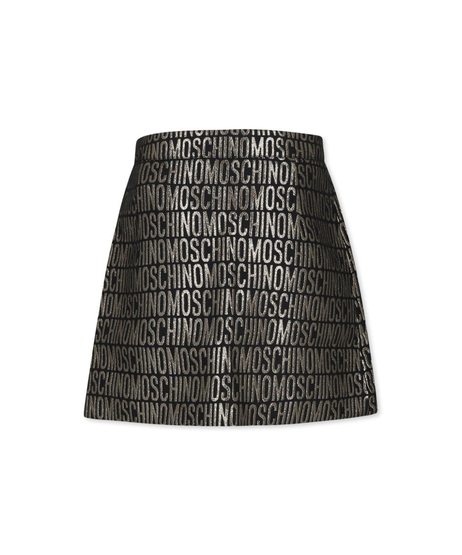 Moschino Kids Gonna Oro Netallizzata con Logo Jacquard per Bambine (retro)