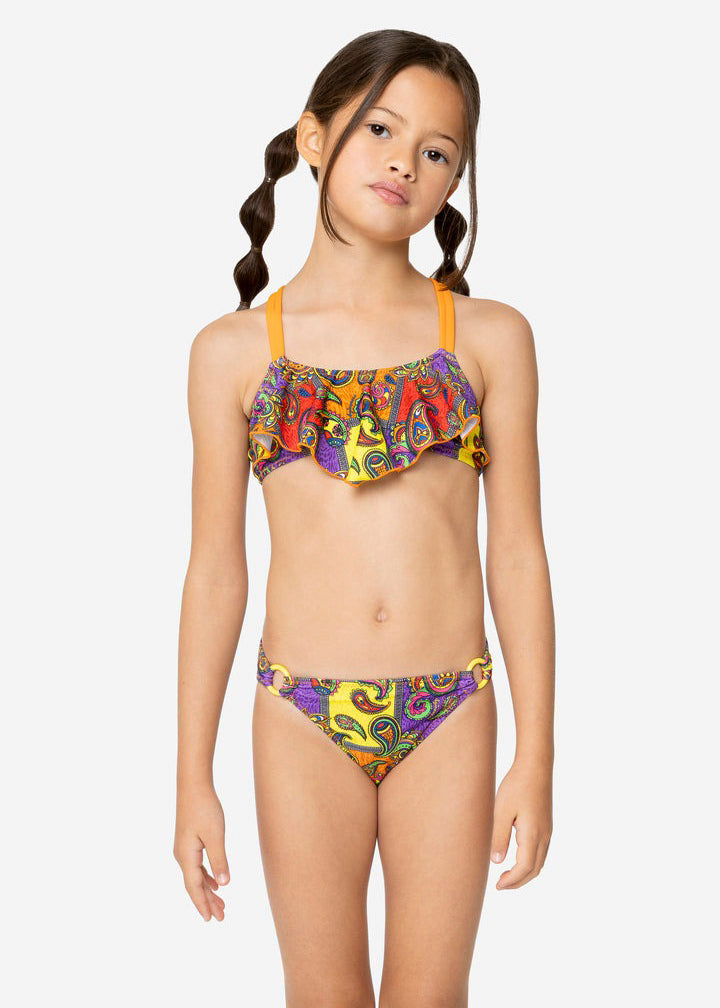 4GIVENESS Girls' Cashmere Pattern Bandeau Bikini Set