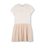 Michael Kors Kids Abito Crema con Gonna Plissettata per Bambine