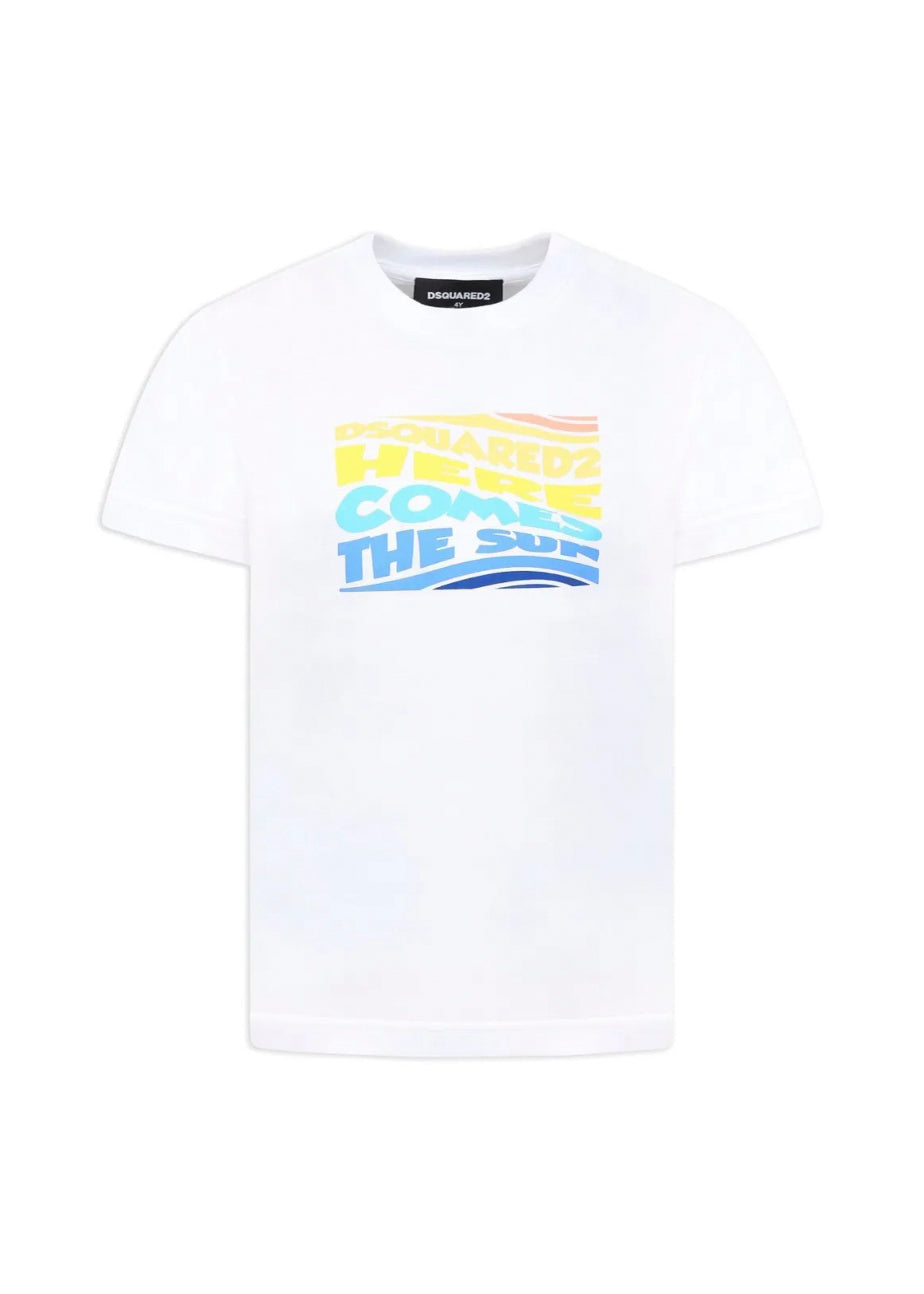 Dsquared2 Kids T-shirt Bianca con Logo Colorful per Bambini