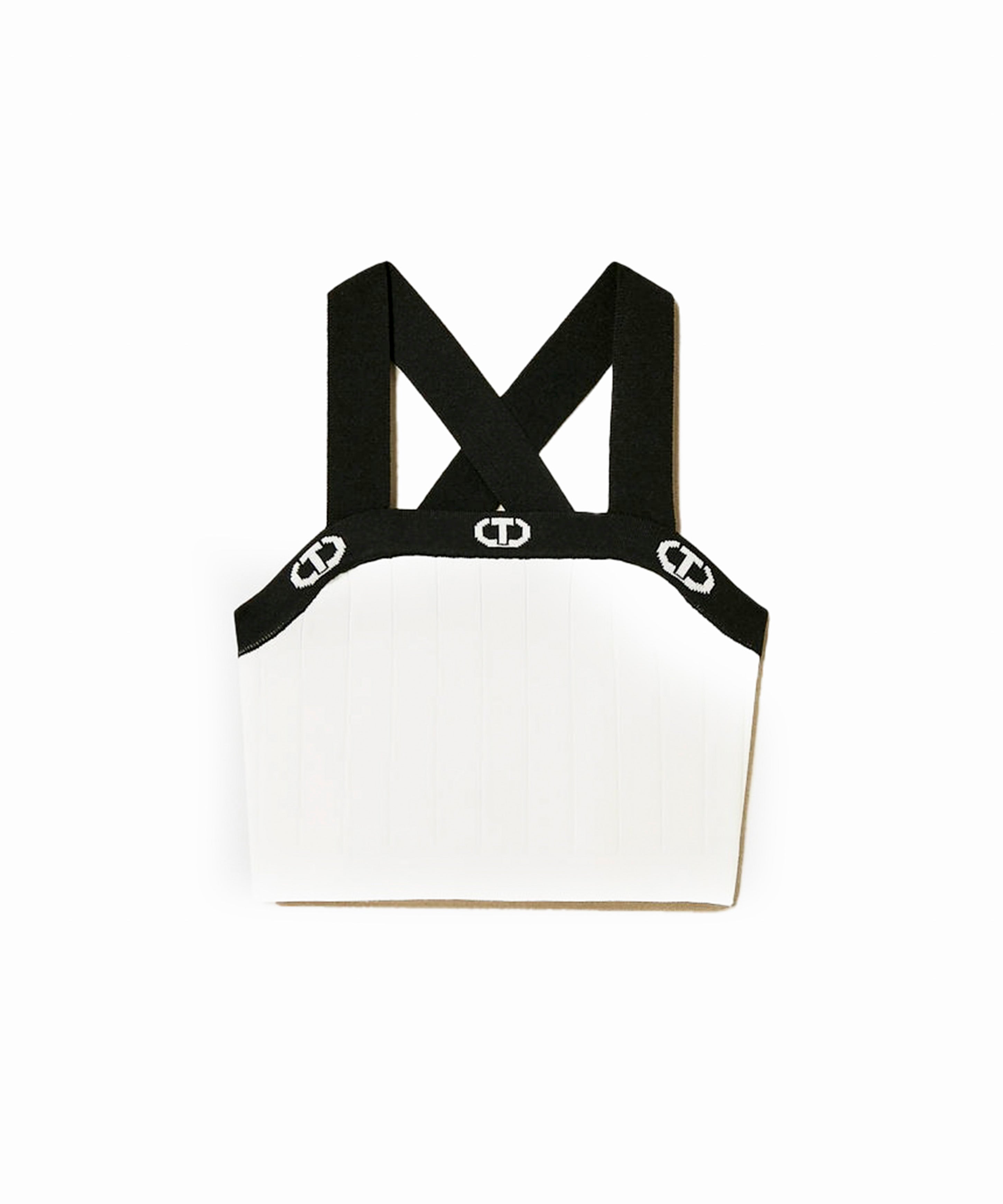 Twinset Kids Top Bianco in Maglia a Costine per Bambine
