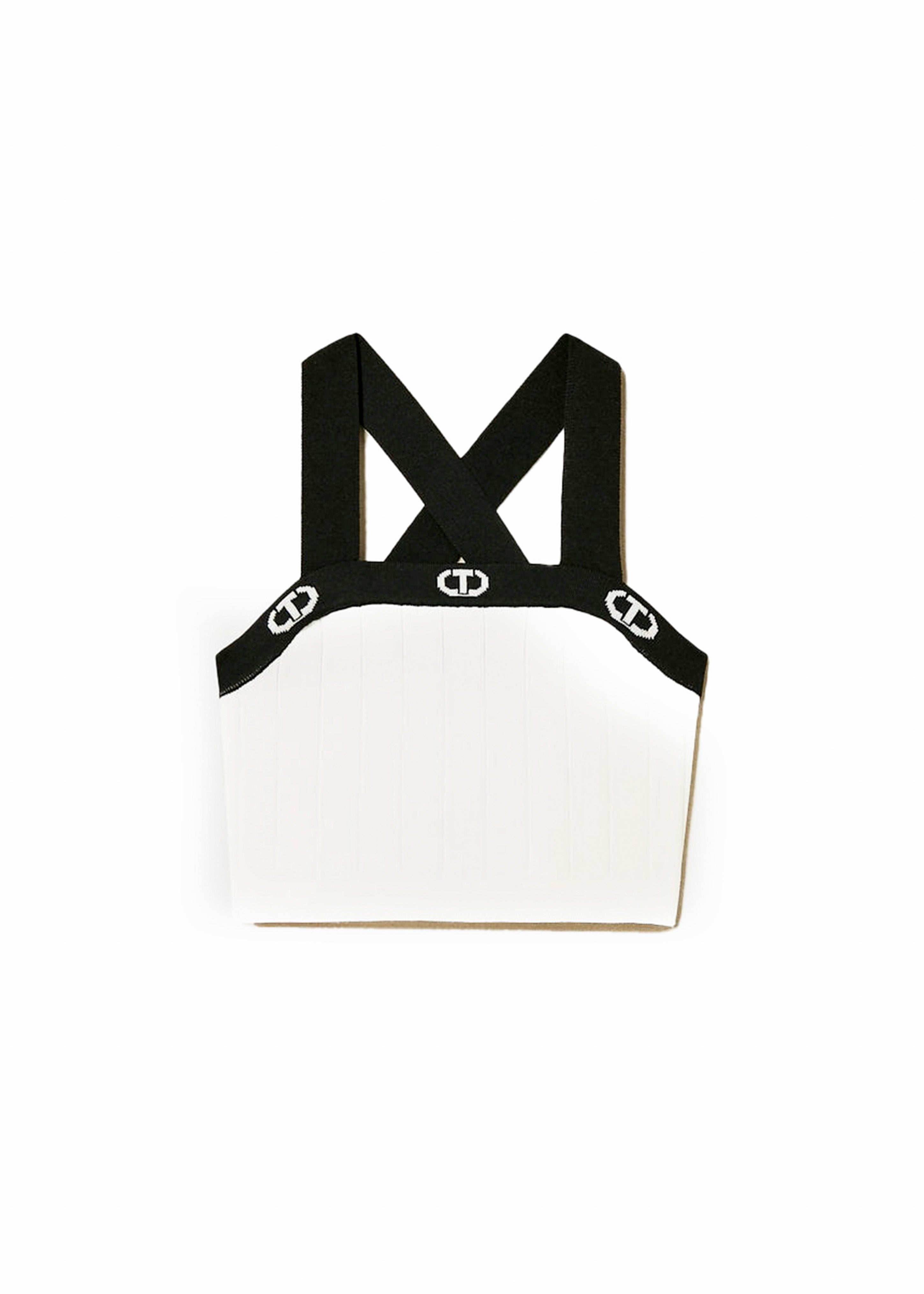 Twinset Kids Top Bianco in Maglia a Costine per Bambine
