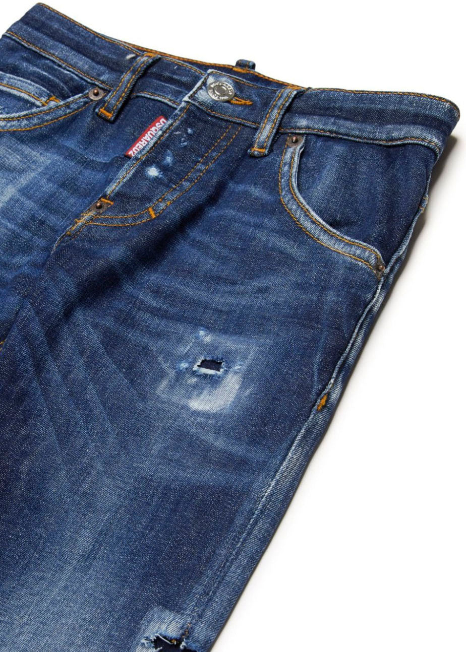 Dsquared2 Kids Jeans Denim Blu per Bambini (dettaglio)