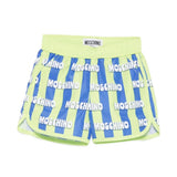 Moschino Kids Costume a Righe Verde e Blu All-Over per Neonati