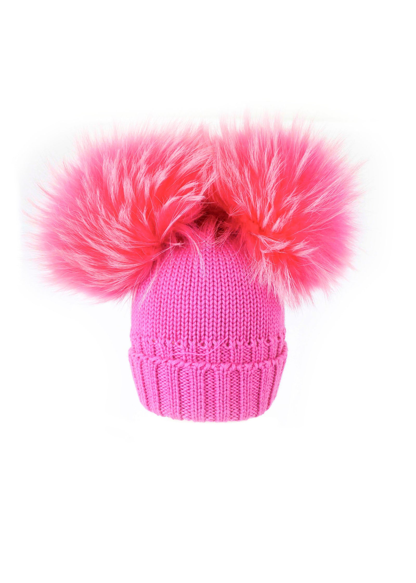 Queen Fuchsia Wool Hat with Double Pom Pom