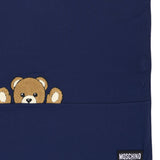 Moschino Kids Coperta Blu Navy con Ricamo Teddy
