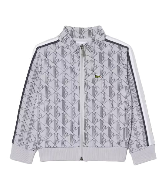 Lacoste Kids Felpa Grigio con Stampa All-Over per Bambini