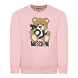 Moschino Kids Felpa Girocollo Rosa con Stampa Toy per Bambine