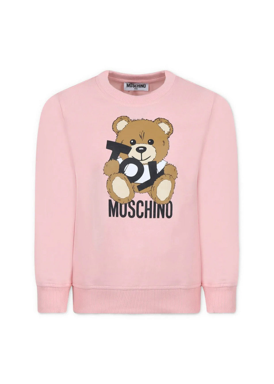 Moschino Kids Felpa Girocollo Rosa con Stampa Toy per Bambine