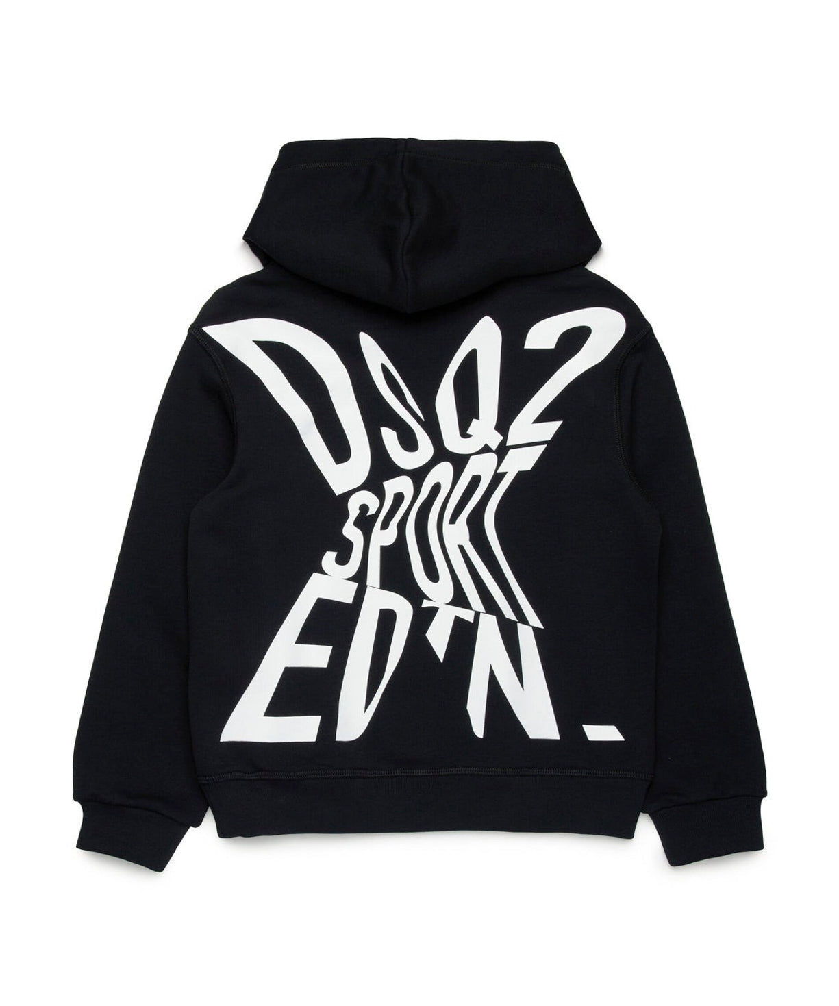 Dsquared2 Kids Felpa Nera con Cappuccio Sport EDTN per Bambini (retro)