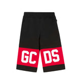 GCDS Bermuda Nero/Rosso con Banda Logo per Bambini