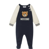 Moschino Kids Navy Blue Wool Teddy Bear Romper for Newborns