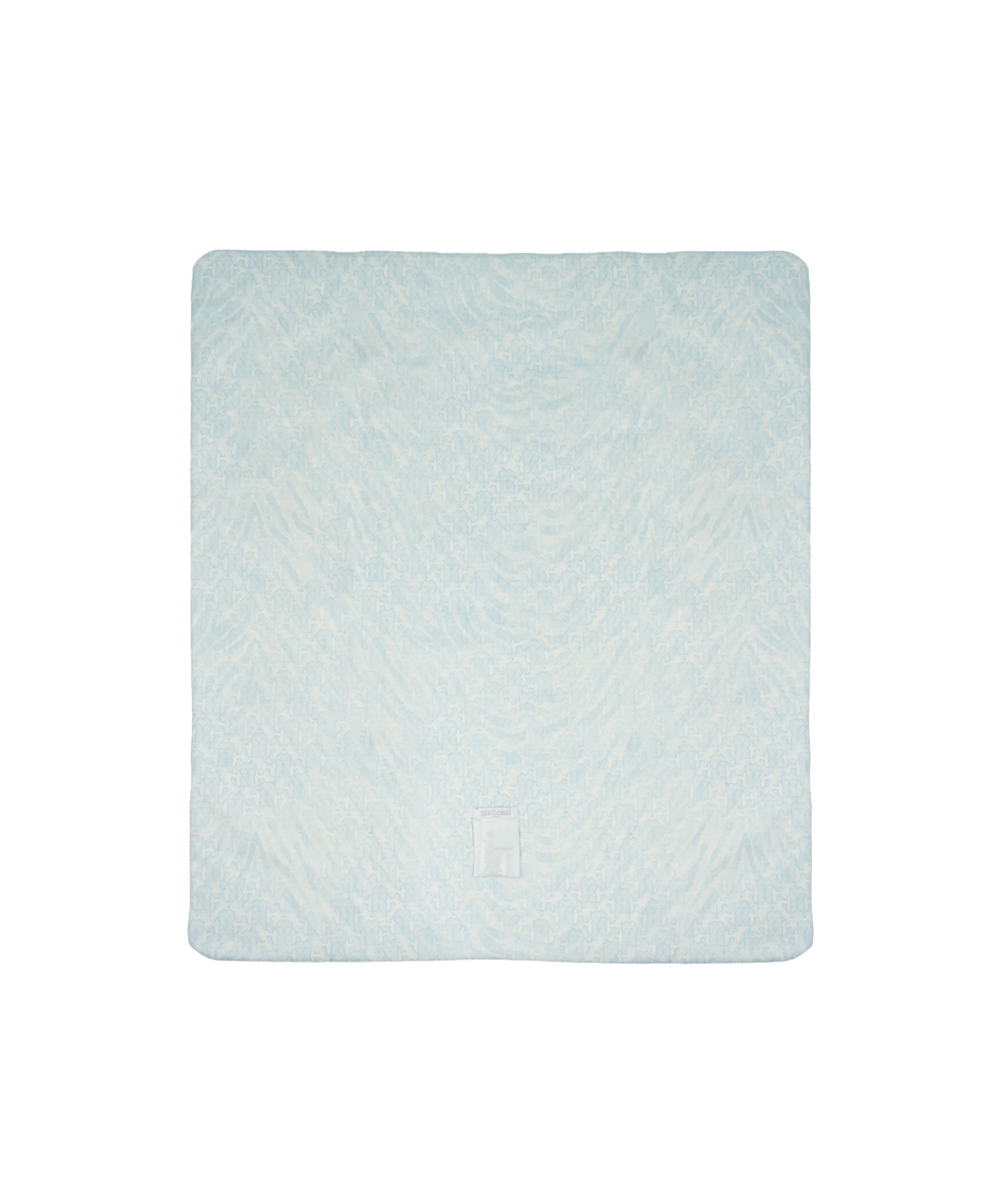 Roberto Cavalli Kids Coperta Culla Bianco/Celeste con Logo Ricamato per Neonati