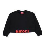 Diesel Kids Felpa Nero con Logo Rosso per Bambine