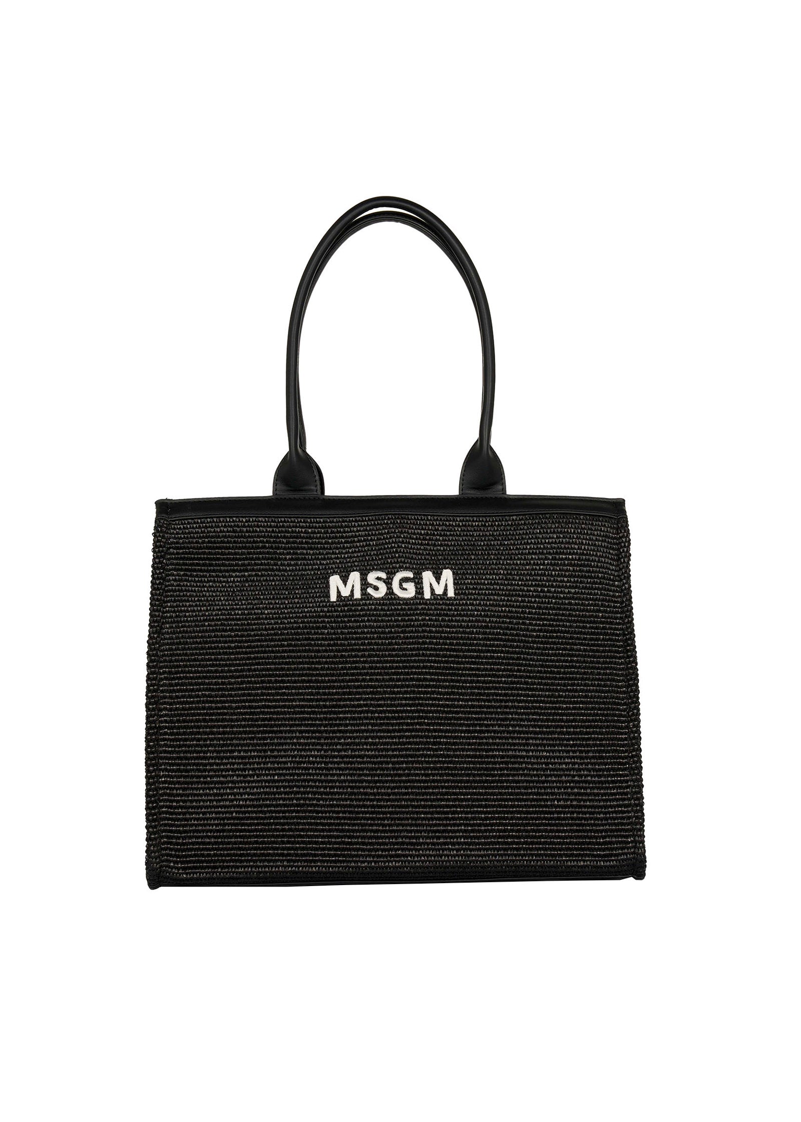 MSGM Kids Borsa Nera Tote con Logo per Bambine