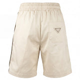 Yes London Kids Bermuda Panna con Dettaglio Ricamo Verde Laterale e Applicazione Logo sul Retro per Bambini