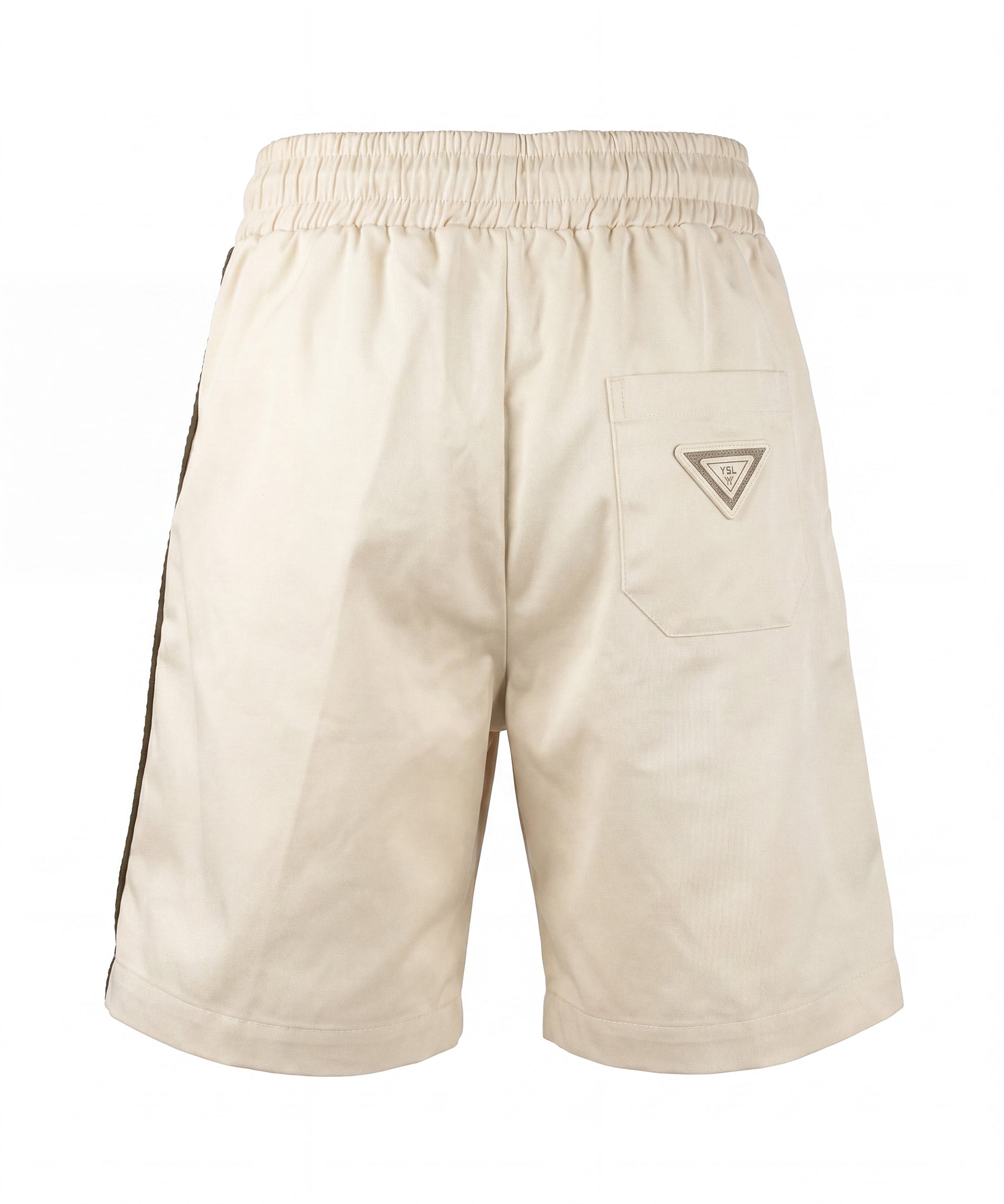 Yes London Kids Bermuda Panna con Dettaglio Ricamo Verde Laterale e Applicazione Logo sul Retro per Bambini