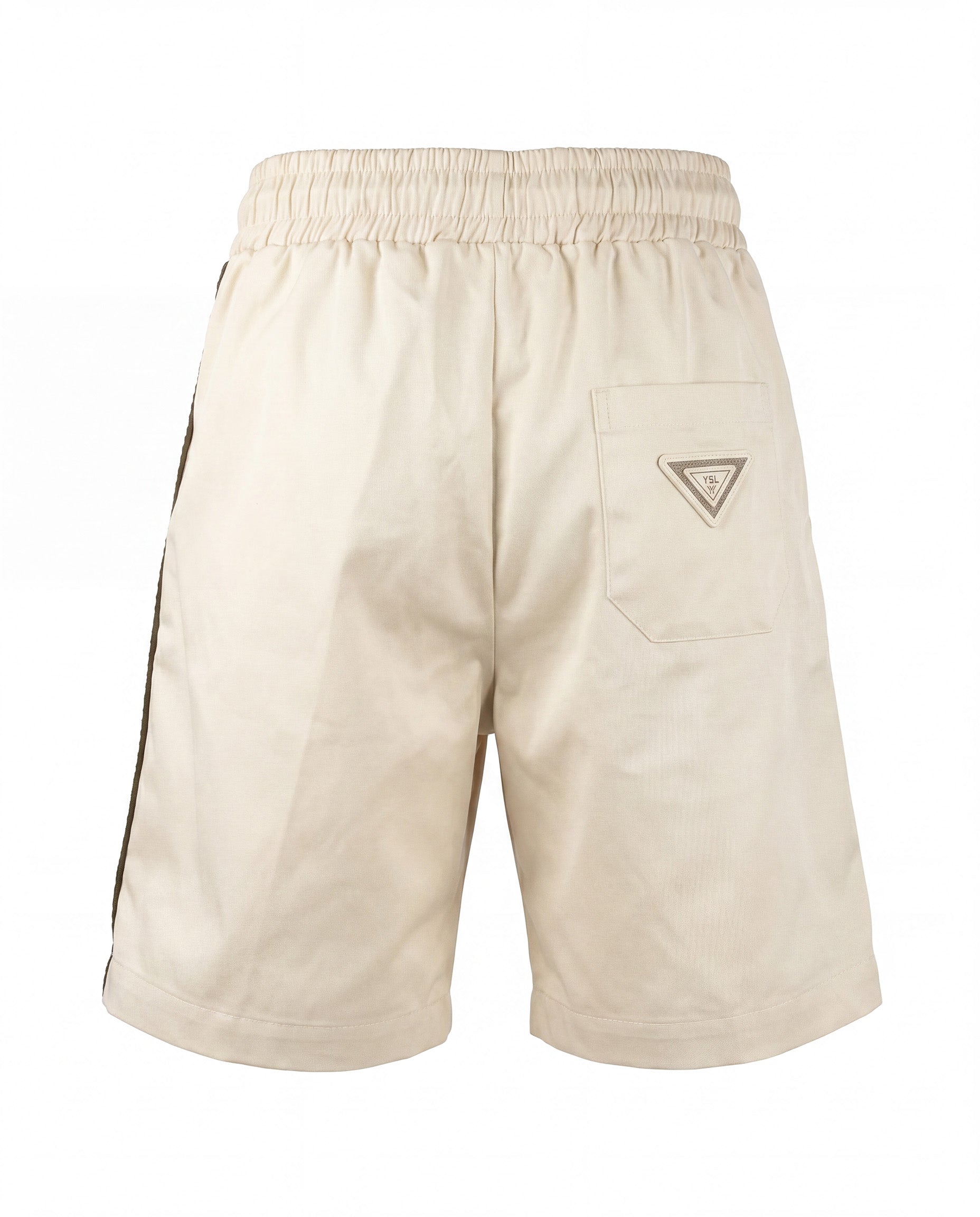 Yes London Kids Bermuda Panna con Dettaglio Ricamo Verde Laterale e Applicazione Logo sul Retro per Bambini