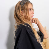 Moschino Kids Black/Gold Monogram Logo Headband for Girls