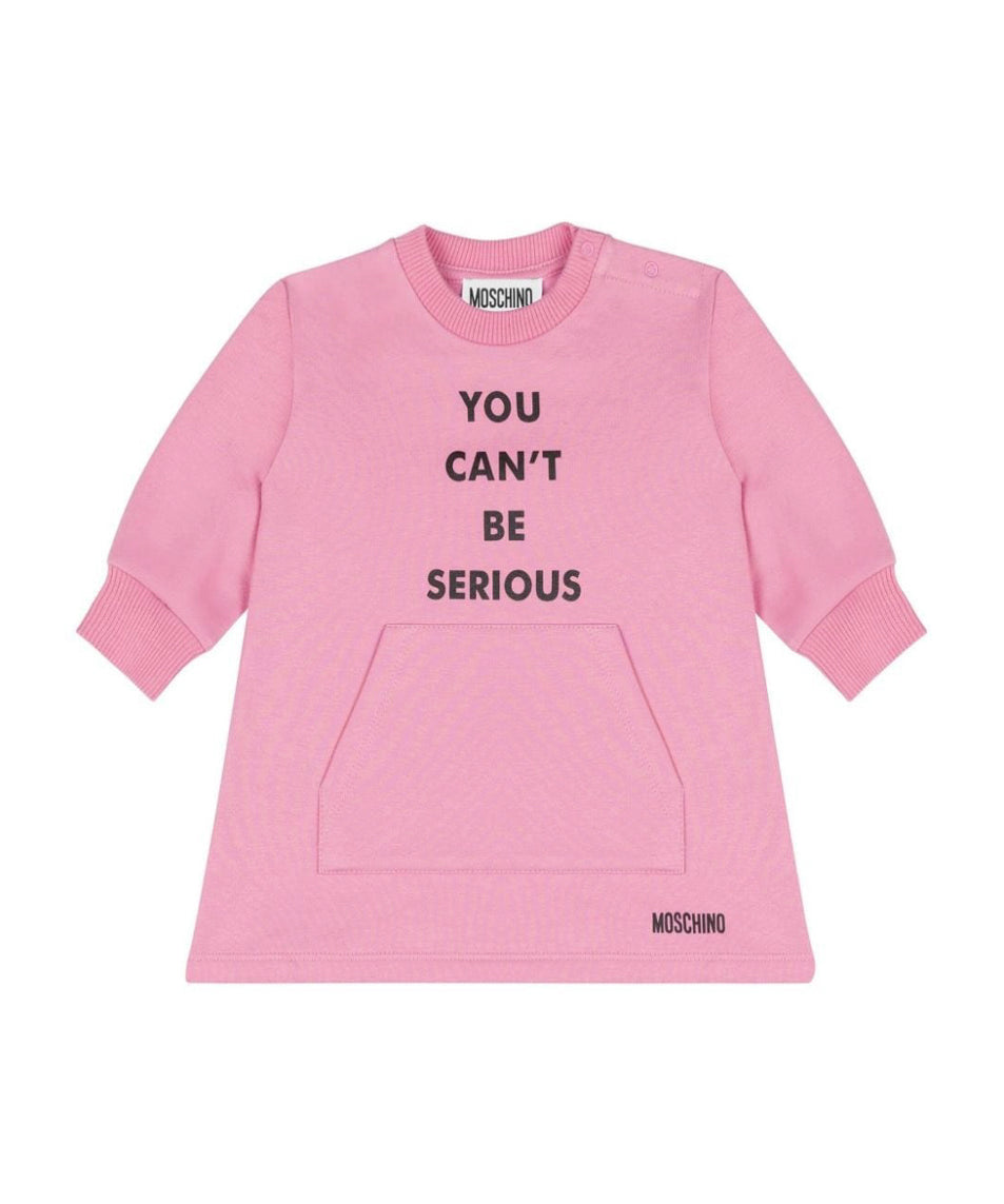Moschino Kids Abito Rosa con Stampa per Neonate
