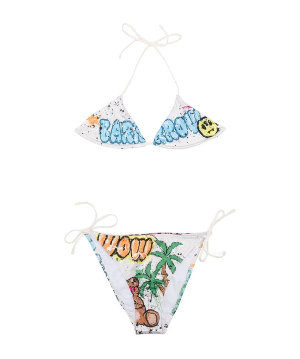 Barrow Kids Bikini Bianco con Fantasia All-over con Logo