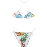 Barrow Kids Bikini Bianco con Fantasia All-over con Logo