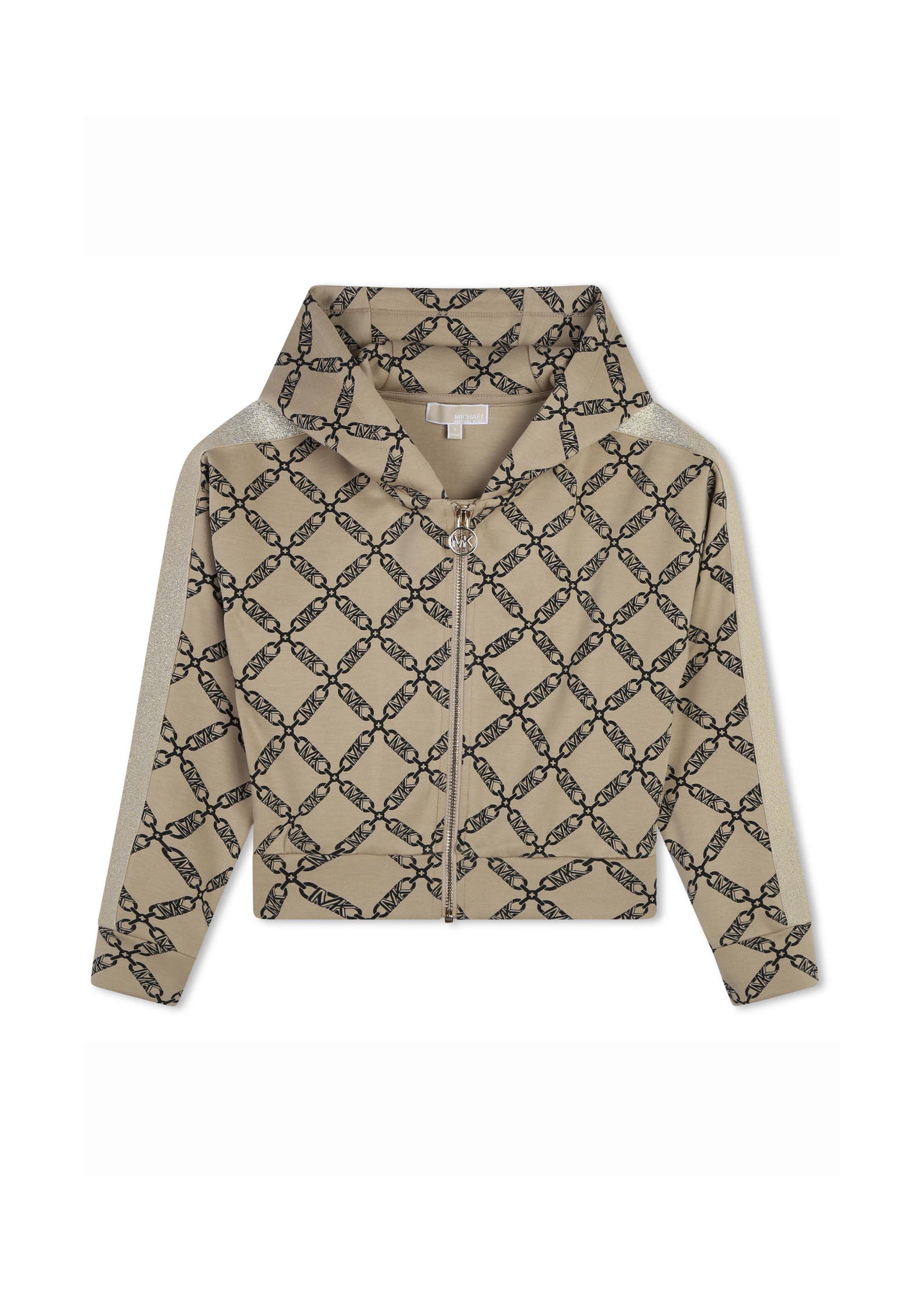 Michael Kors Kids Felpa Beige con Cappuccio con Logo Monogram per Bambine