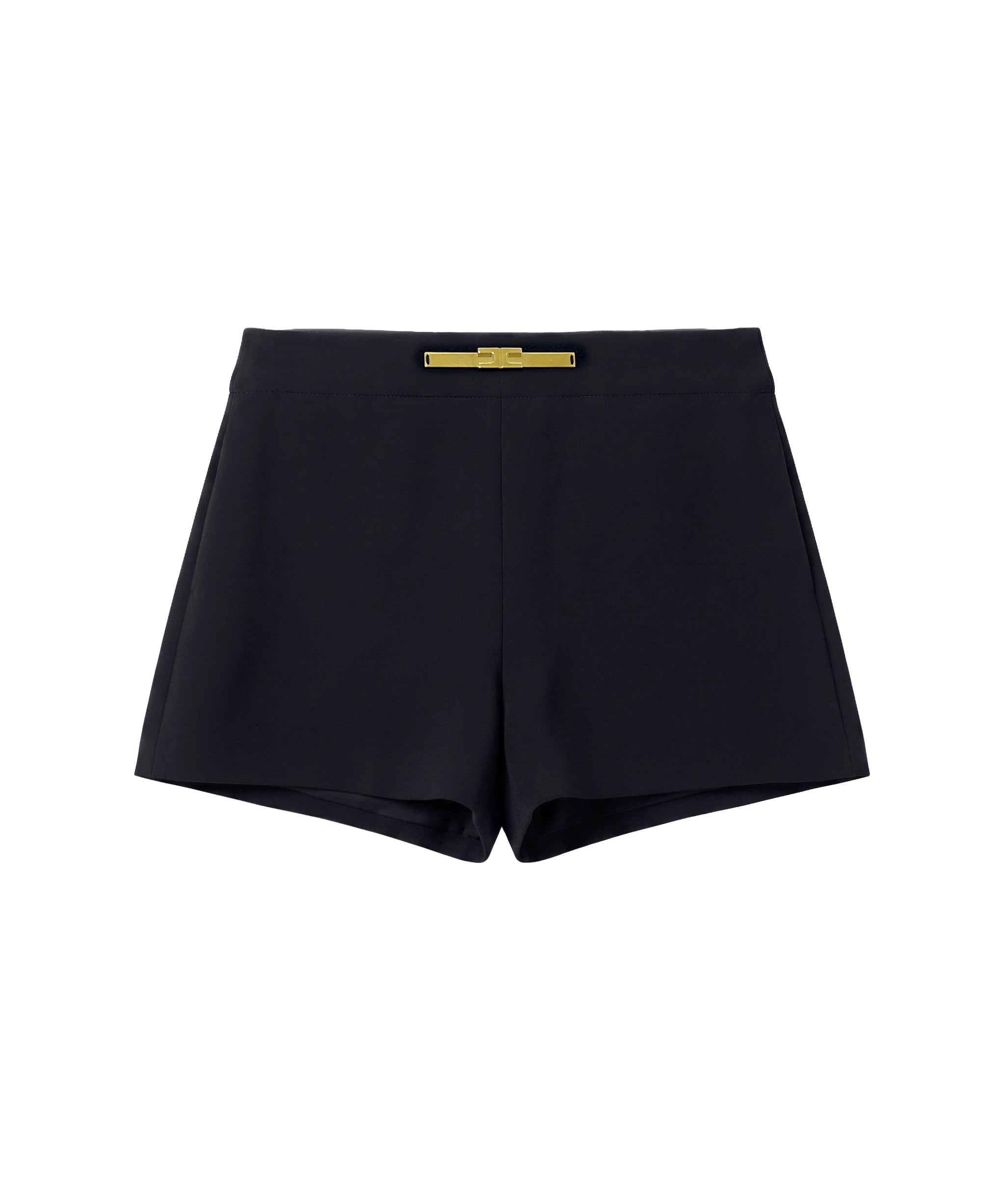 Elisabetta Franchi Kids Shorts Neri in Crêpe con Placca Logo Oro per Neonate