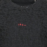 MSGM Kids T-Shirt in Pizzo Maniche Lunghe con Logo Rosso per Bambine