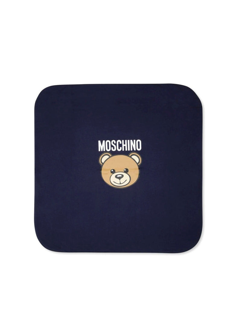 Moschino Kids Coperta Blu Navy con Teddy Bear per Neonati