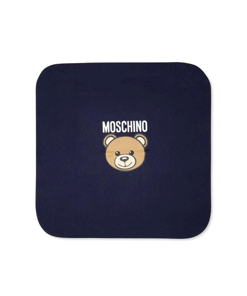 Moschino Kids Coperta Blu Navy con Teddy Bear per Neonati