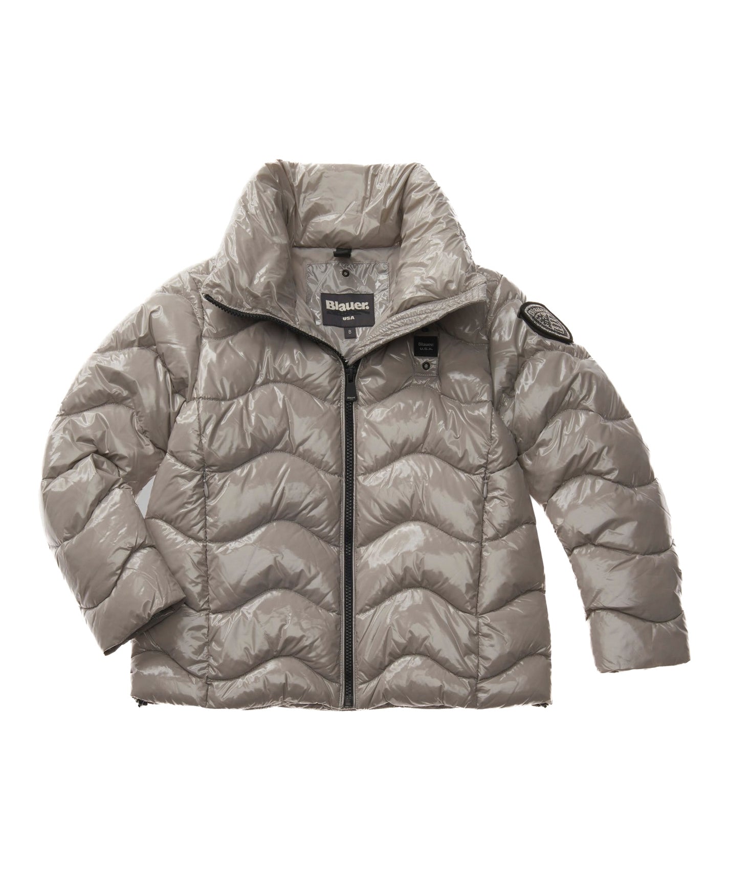 Blauer Kids Giubbino Grigio Lucido con Collo Alto per Bambine