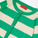 Max & co Cardigan in Maglia a Righe Verde con Bottoni e con Logo a Contrasto Ricamato per Bambine